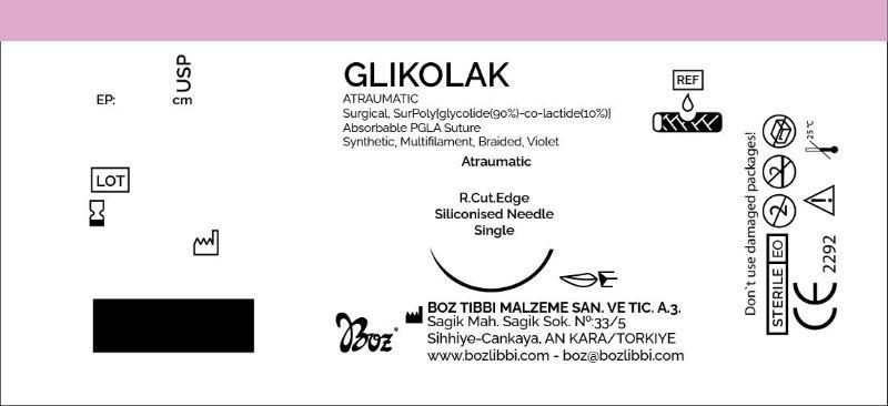 GLICOLAK USP 0 (М3,5) колюча голка посилена 1/2 кола 40 мм, довжина 90см